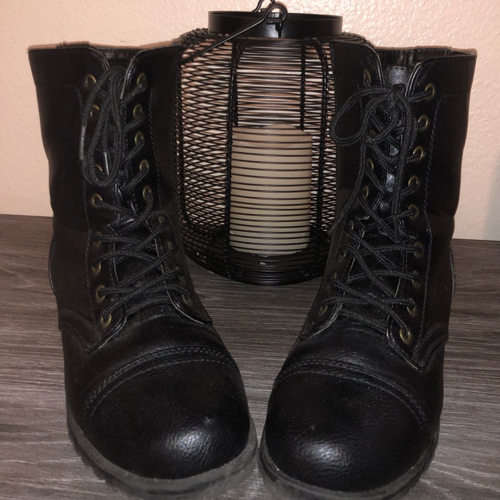Black combat boots